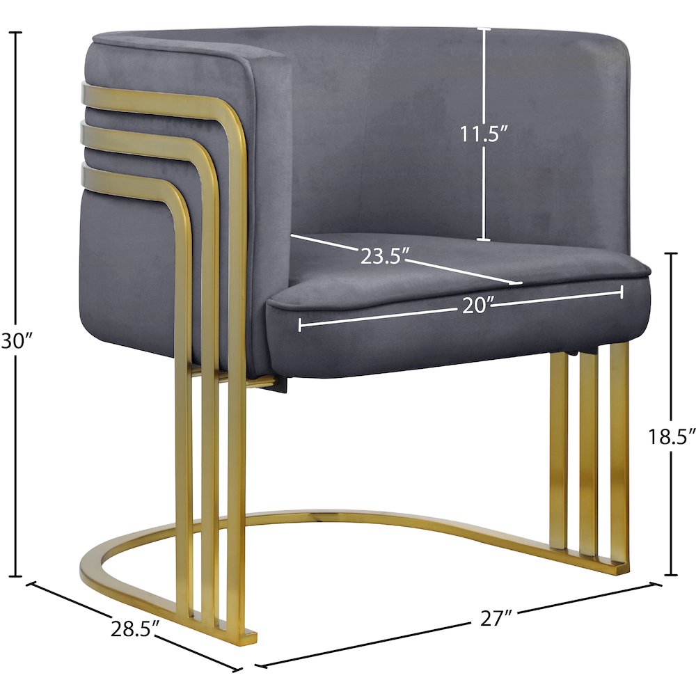 Rays Grey Velvet Accent Chair