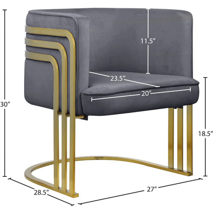 Rays Grey Velvet Accent Chair