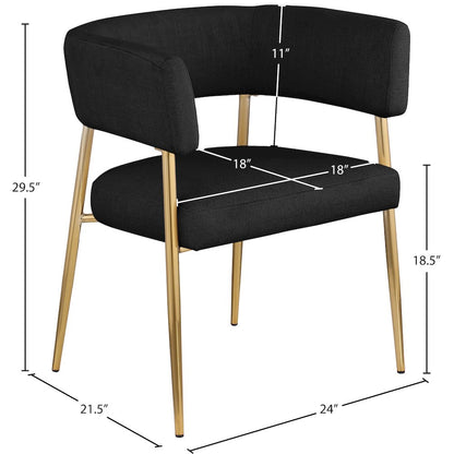 Creston Black Durable Linen Textured Fabric Dining Chair