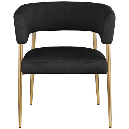 Creston Black Durable Linen Textured Fabric Dining Chair