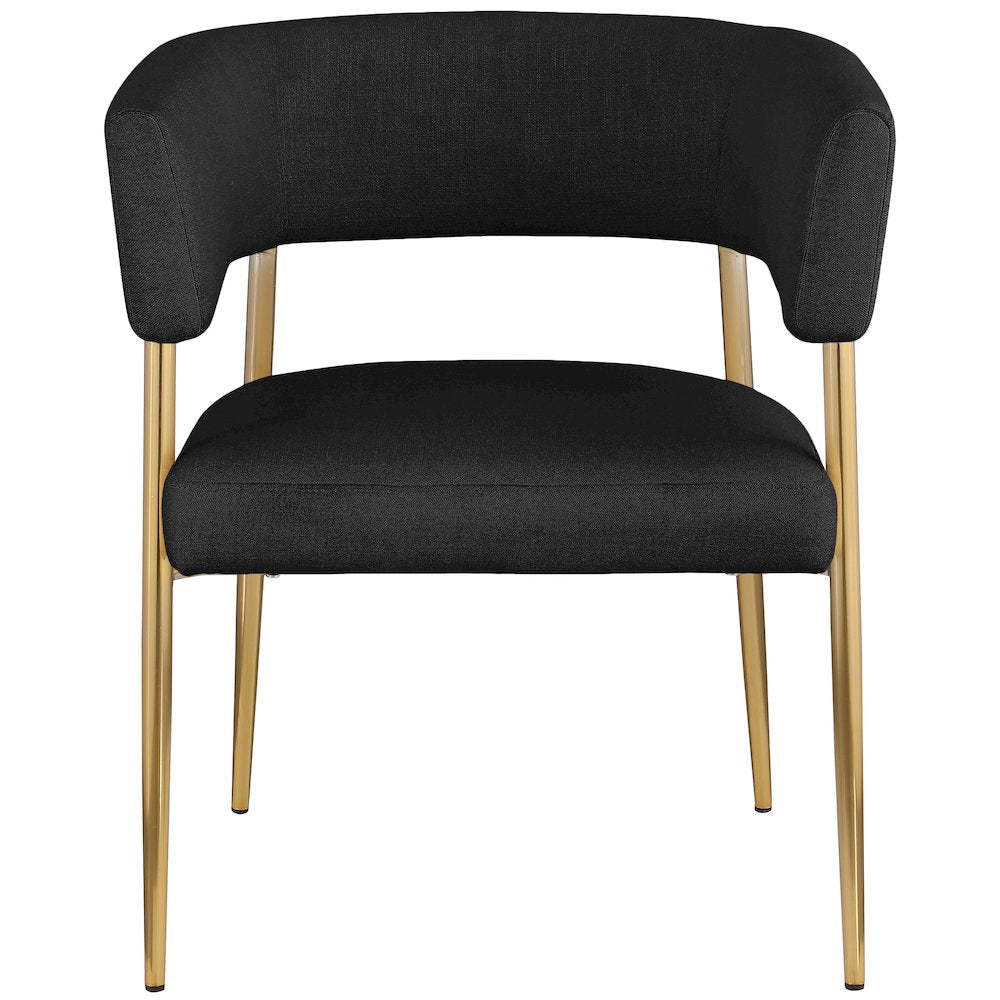 Creston Black Durable Linen Textured Fabric Dining Chair