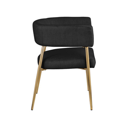 Creston Black Durable Linen Textured Fabric Dining Chair