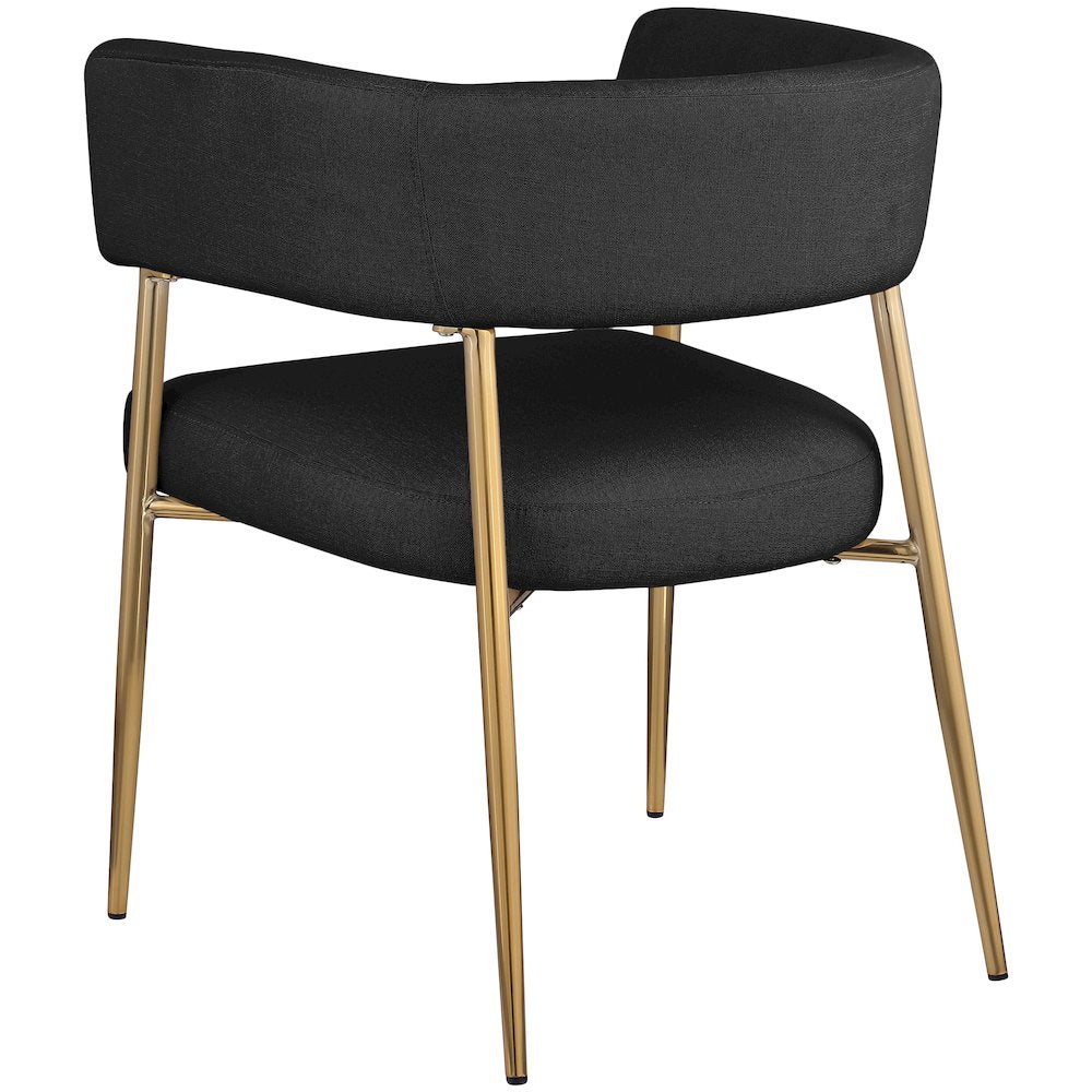 Creston Black Durable Linen Textured Fabric Dining Chair