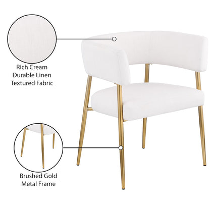 Creston Cream Durable Linen Textured Fabric Dining Chair