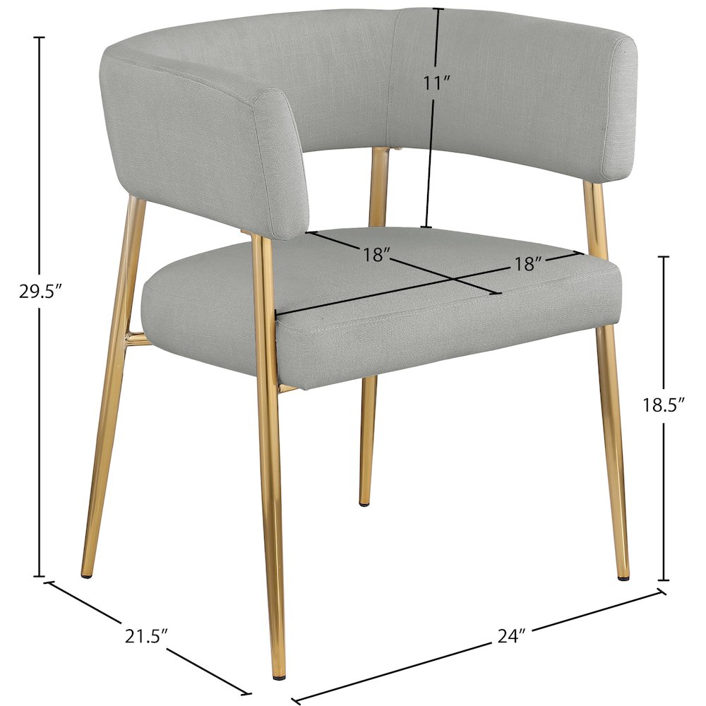 Creston Light Grey Durable Linen Textured Fabric Dining Chair