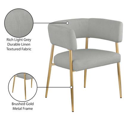 Creston Light Grey Durable Linen Textured Fabric Dining Chair