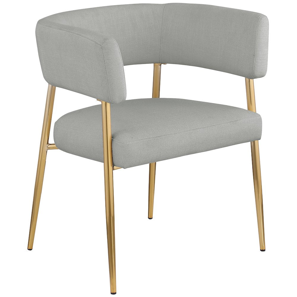 Creston Light Grey Durable Linen Textured Fabric Dining Chair