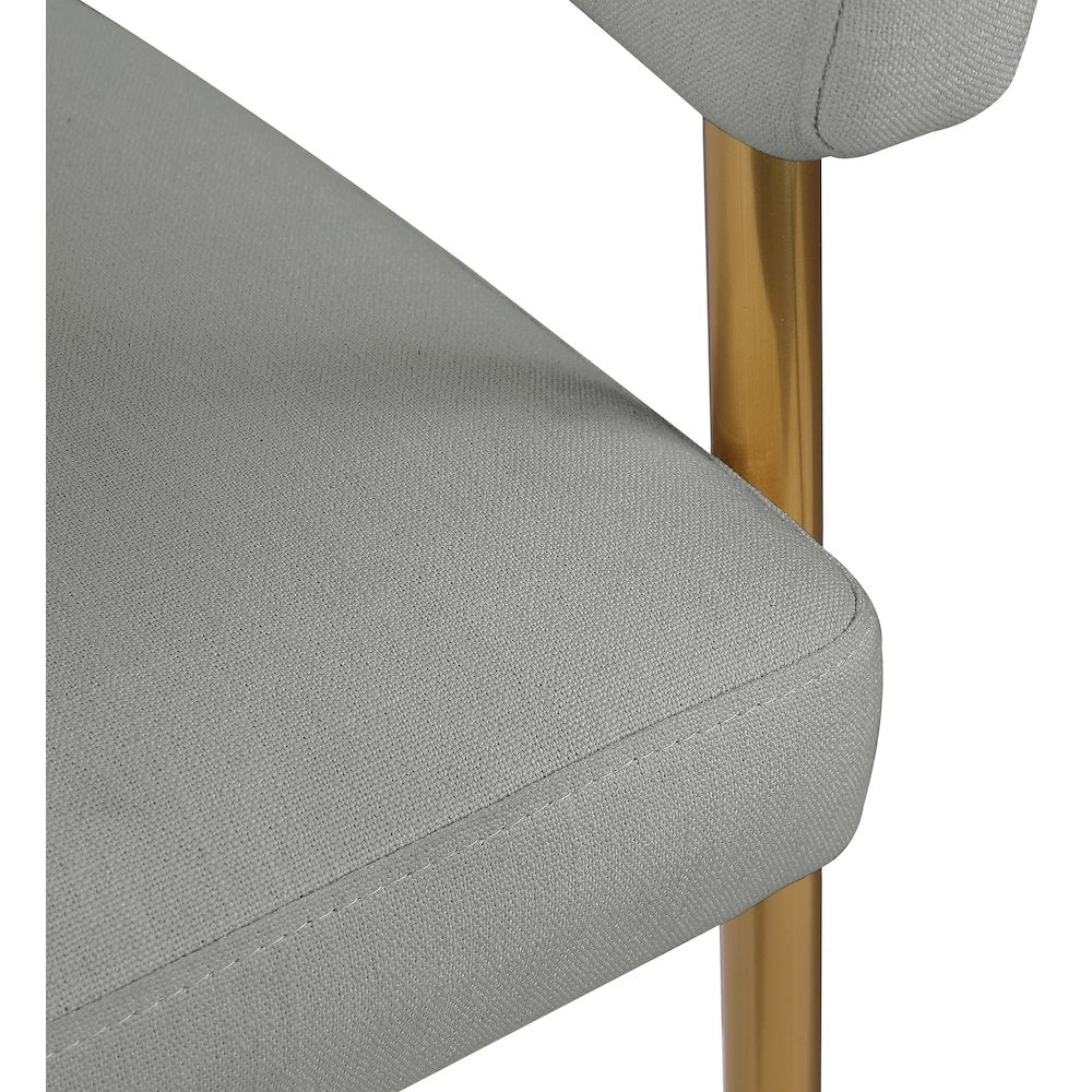 Creston Light Grey Durable Linen Textured Fabric Dining Chair