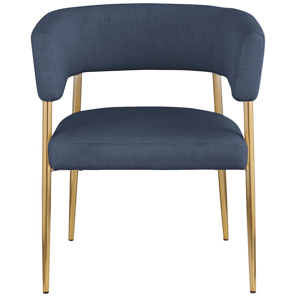 Creston Deep Navy Durable Linen Textured Fabric Dining Chair