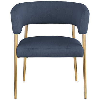 Creston Deep Navy Durable Linen Textured Fabric Dining Chair
