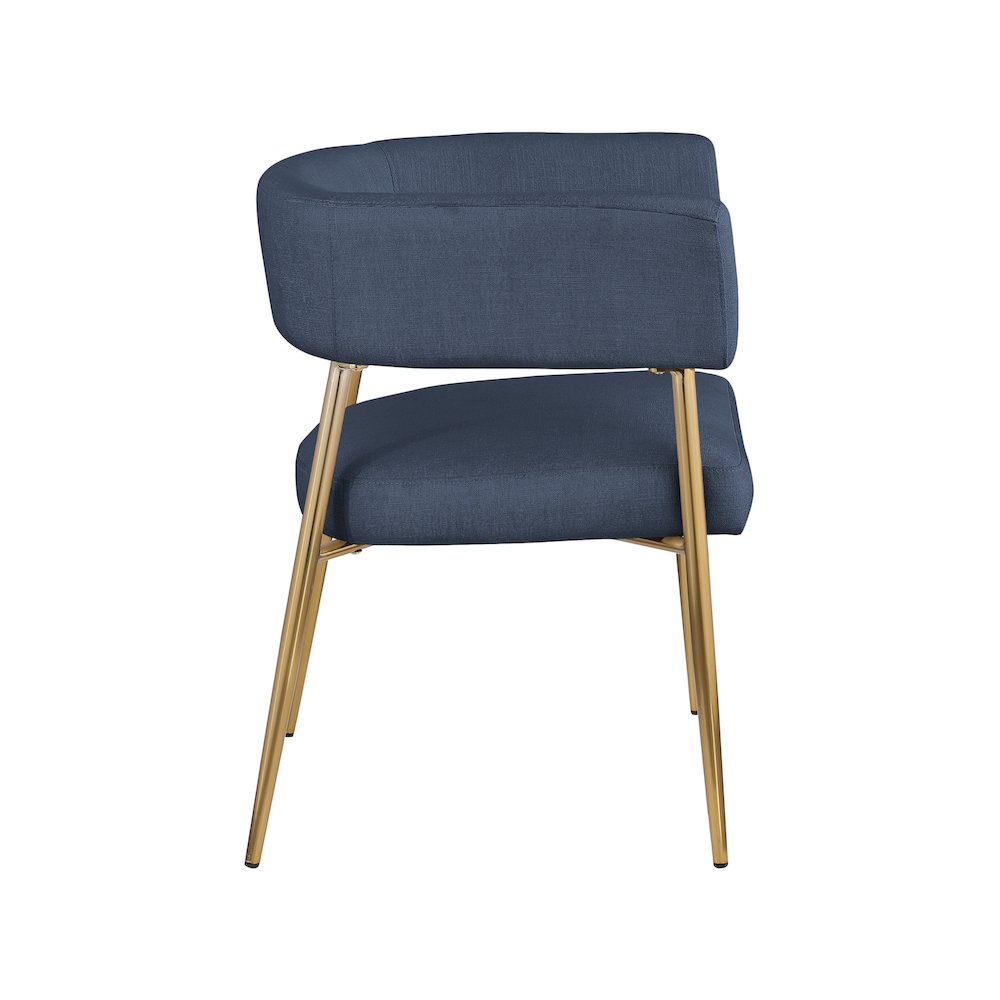Creston Deep Navy Durable Linen Textured Fabric Dining Chair