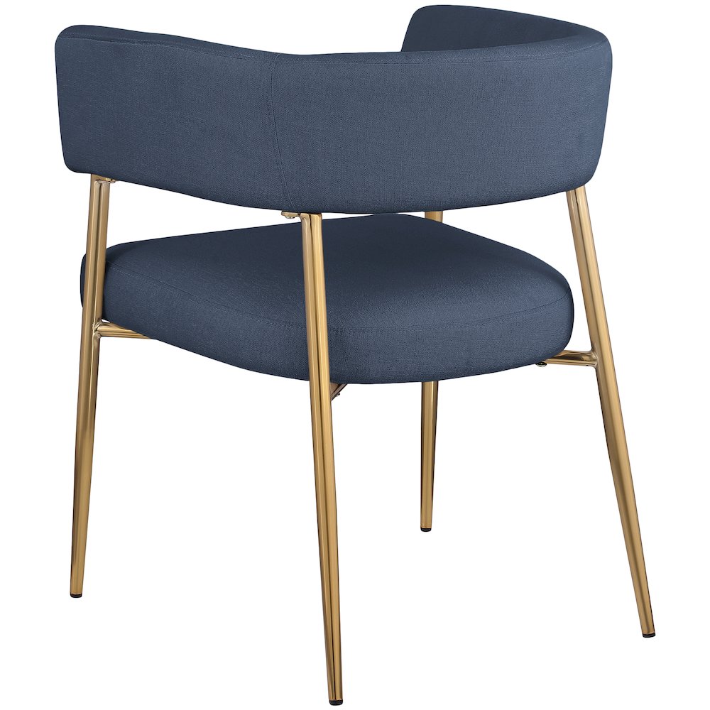 Creston Deep Navy Durable Linen Textured Fabric Dining Chair
