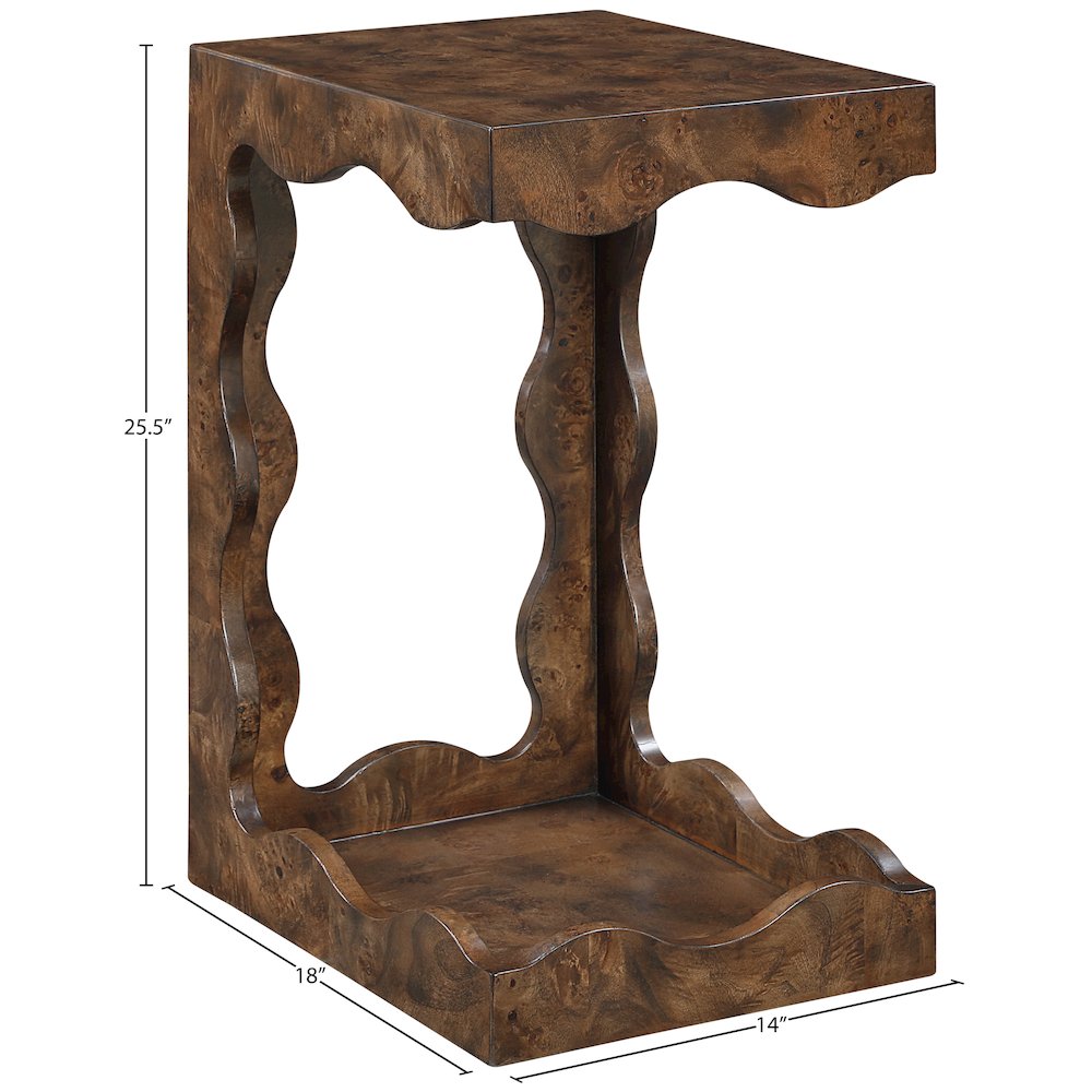 Vassa Brown Burl Veneer End Table