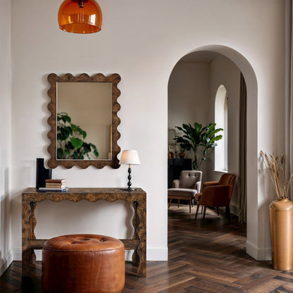 Vassa Brown Burl Veneer Console Table