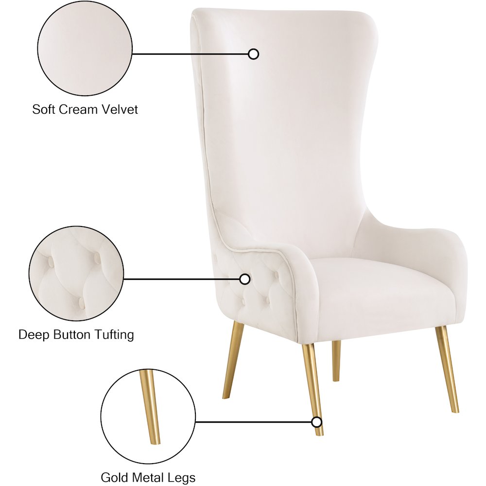 Alexander Cream Velvet Accent Chair