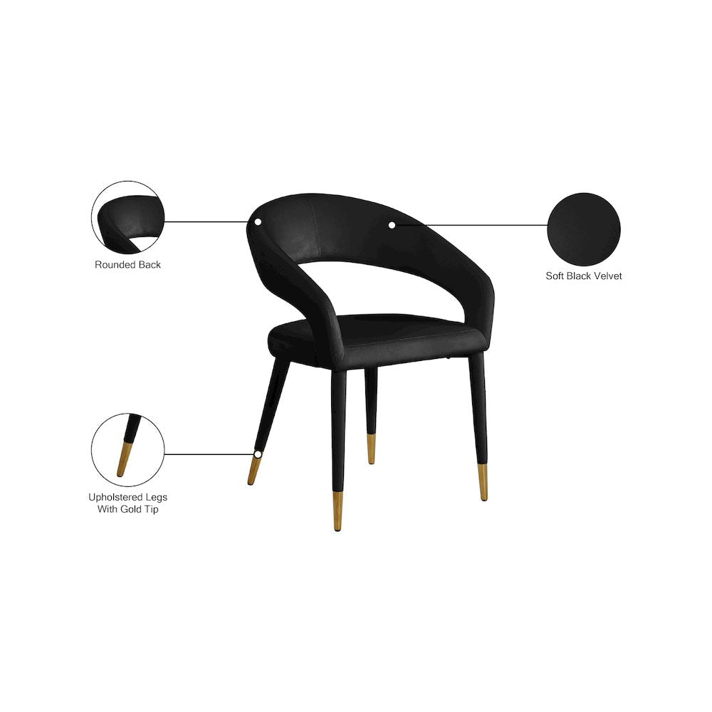 Destiny Black Velvet Dining Chair