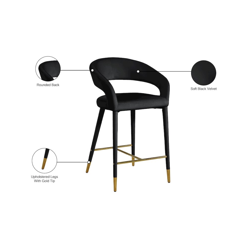 Destiny Black Velvet Stool