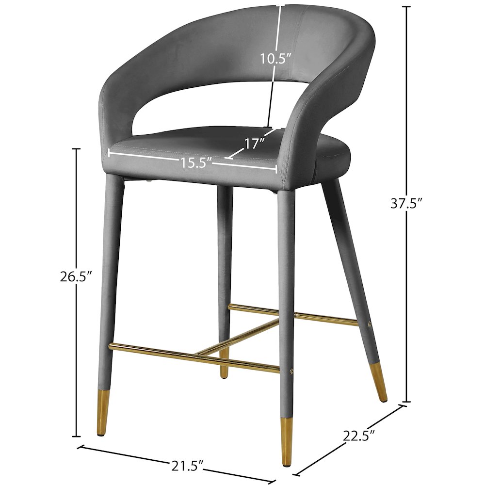 Destiny Grey Velvet Stool