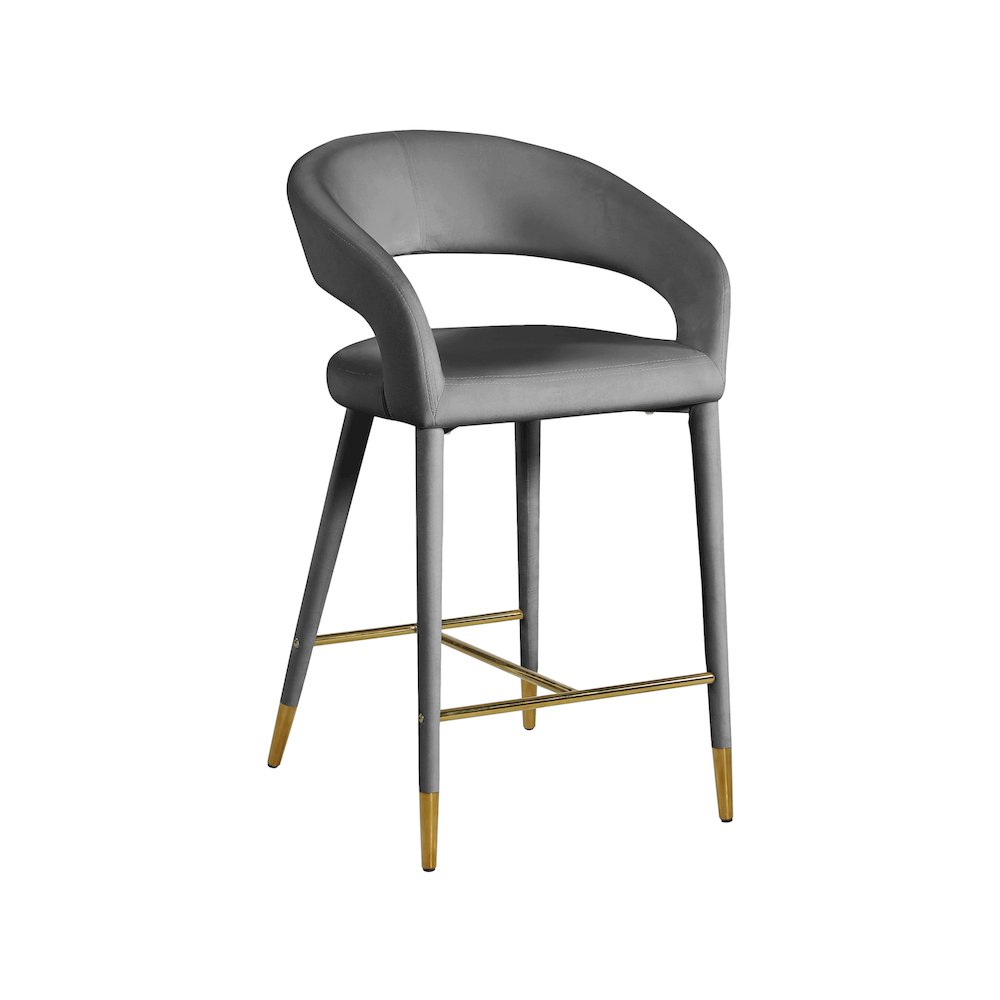 Destiny Grey Velvet Stool