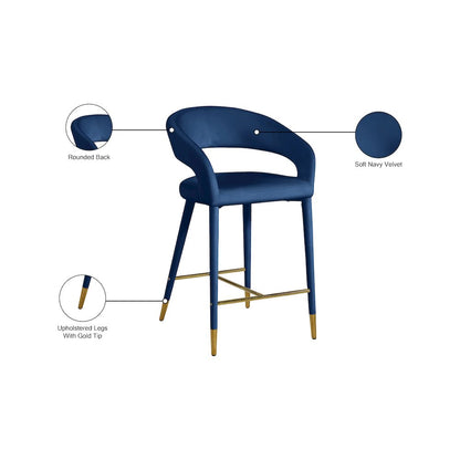 Destiny Navy Velvet Stool