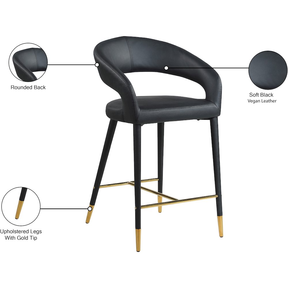 Destiny Black Vegan Leather Stool