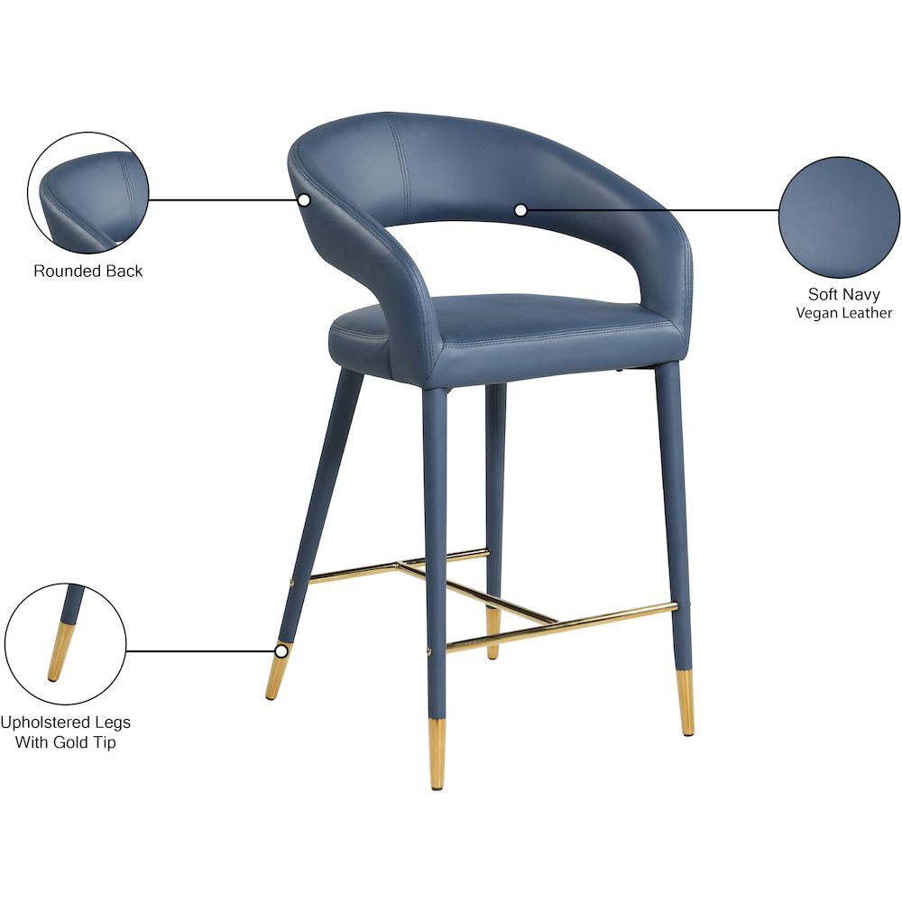 Destiny Navy Vegan Leather Stool