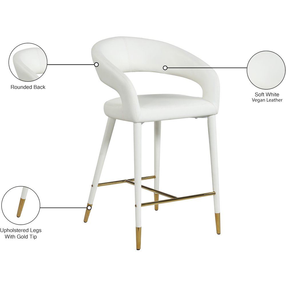 Destiny White Vegan Leather Stool
