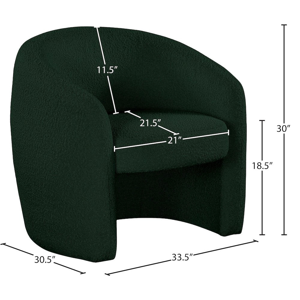 Acadia Green Boucle Fabric Accent Chair