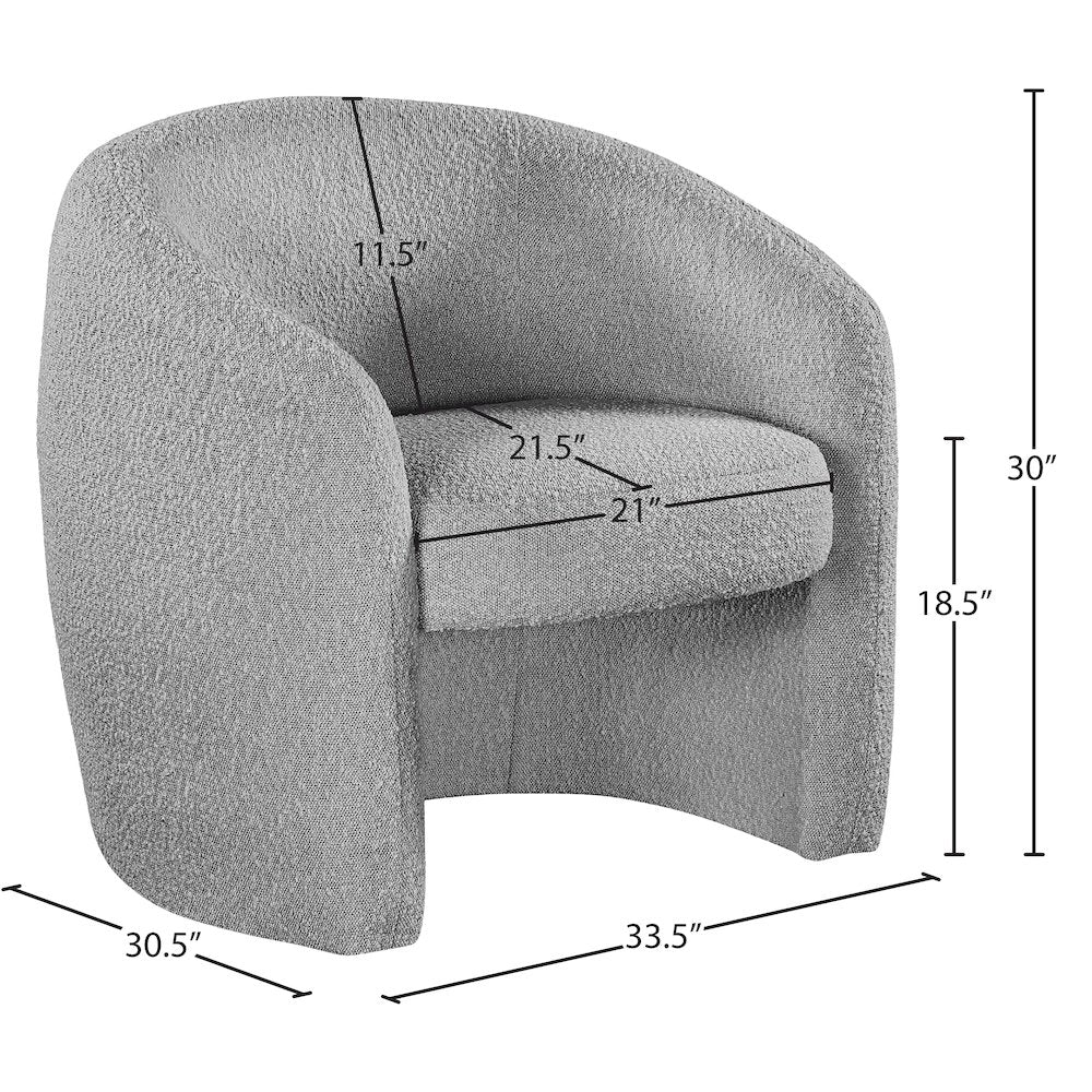 Acadia Grey Boucle Fabric Accent Chair