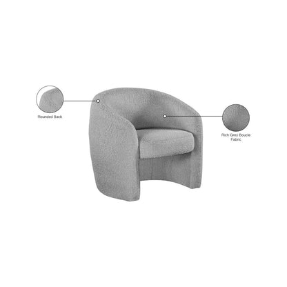 Acadia Grey Boucle Fabric Accent Chair