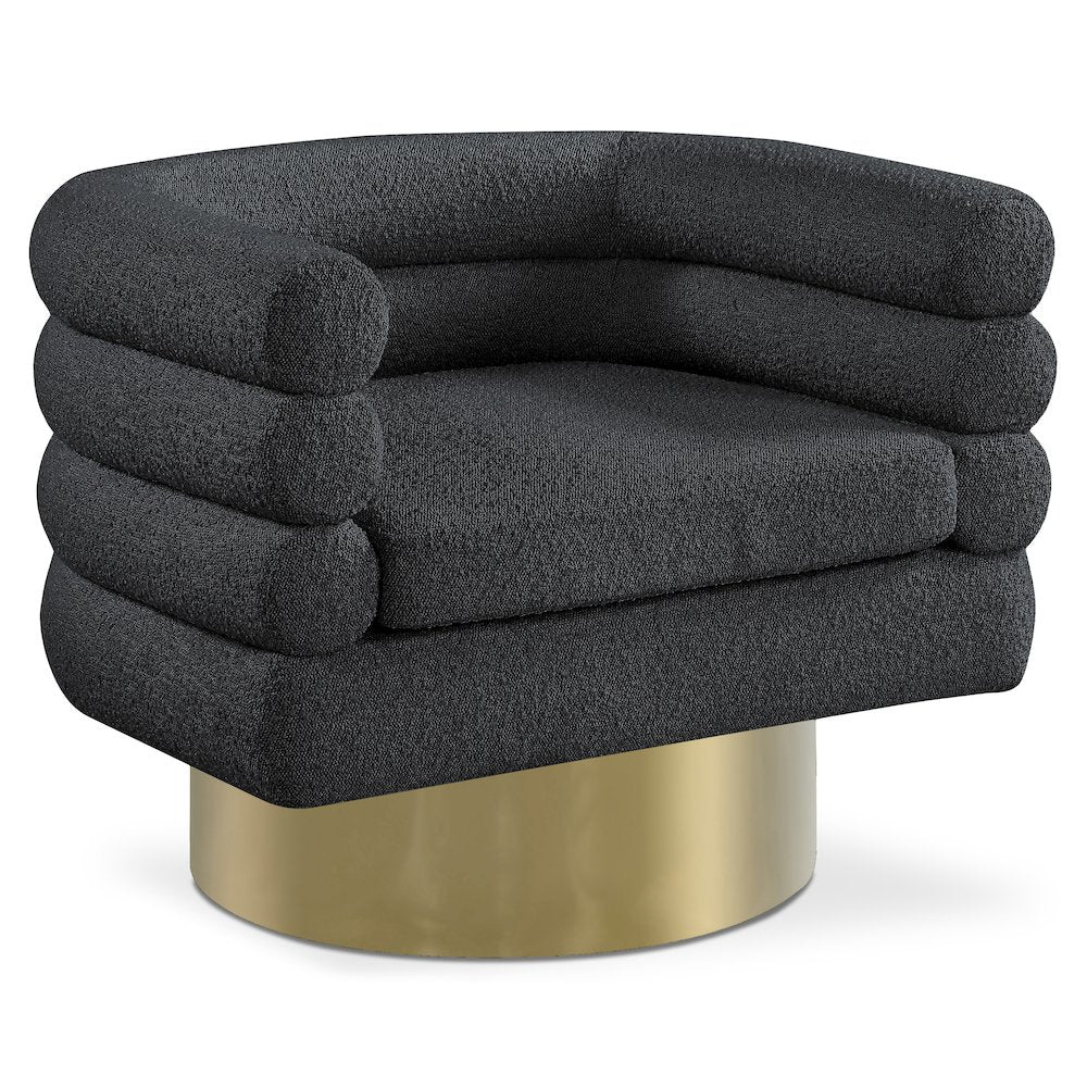 Tessa Black Boucle Fabric Accent Chair