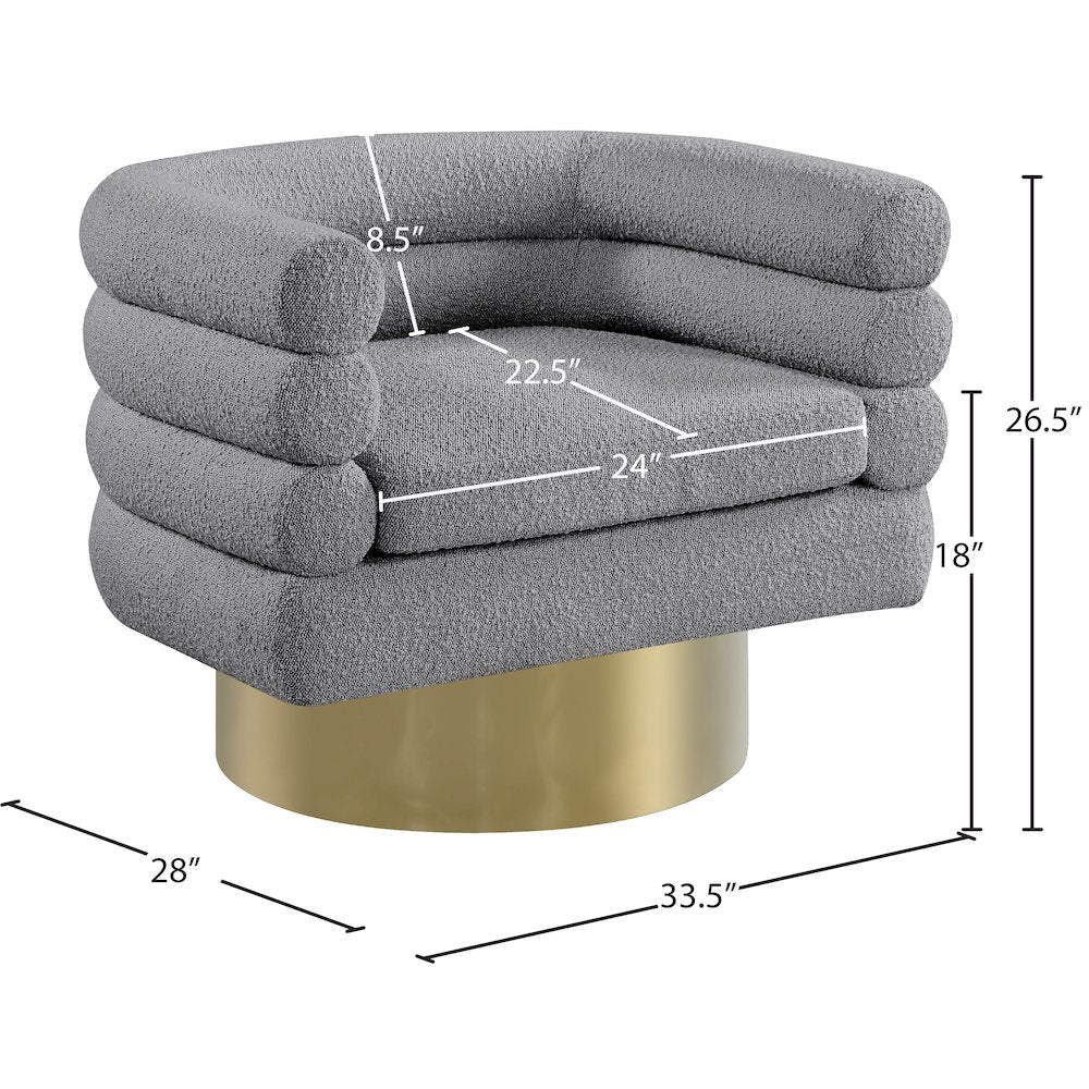 Tessa Grey Boucle Fabric Accent Chair