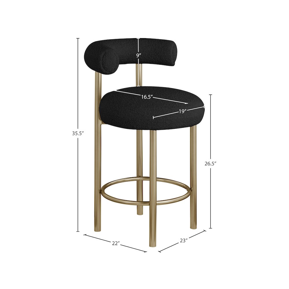 Bordeaux Black Boucle Fabric Stool, Set of 2