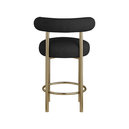 Bordeaux Black Boucle Fabric Stool, Set of 2