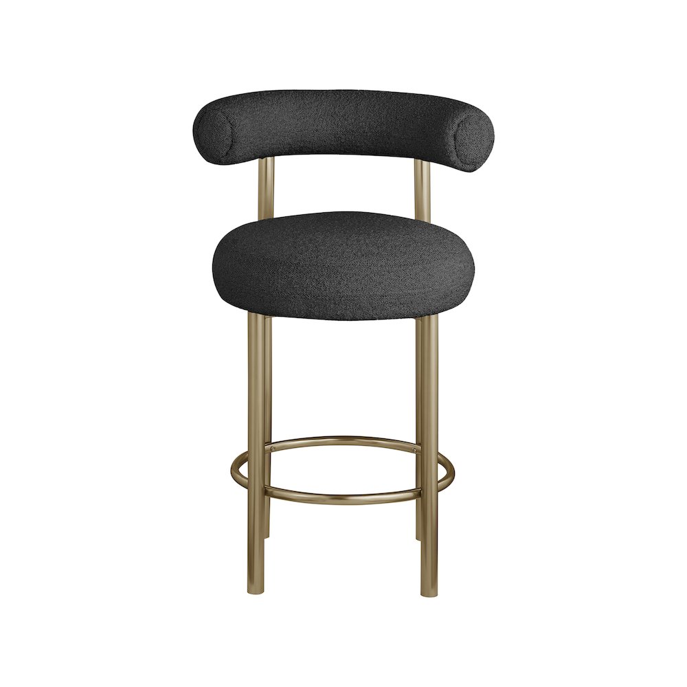 Bordeaux Black Boucle Fabric Stool, Set of 2