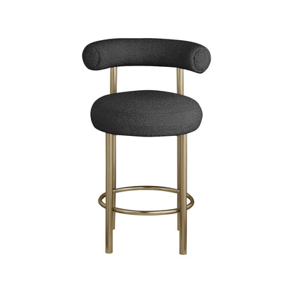 Bordeaux Black Boucle Fabric Stool, Set of 2