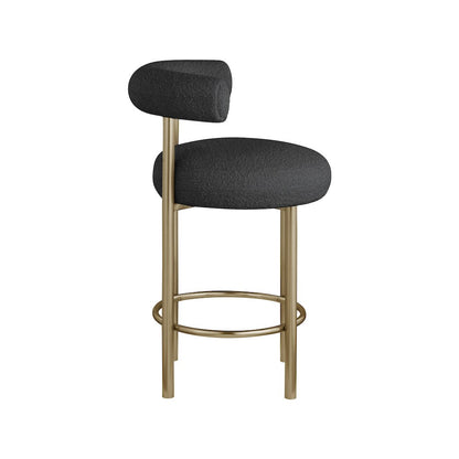 Bordeaux Black Boucle Fabric Stool, Set of 2