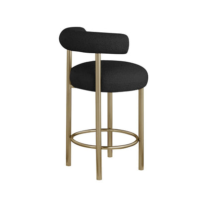 Bordeaux Black Boucle Fabric Stool, Set of 2