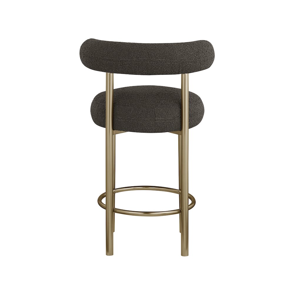 Bordeaux Brown Boucle Fabric Stool, Set of 2