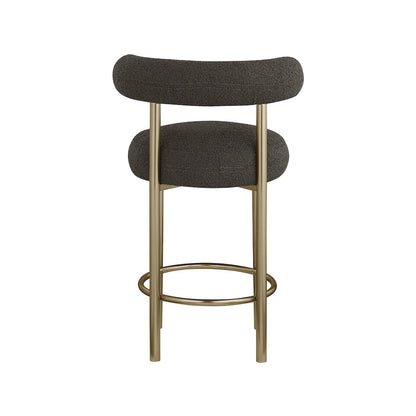Bordeaux Brown Boucle Fabric Stool, Set of 2