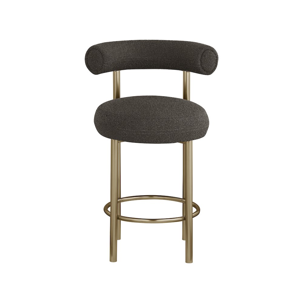 Bordeaux Brown Boucle Fabric Stool, Set of 2