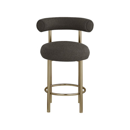 Bordeaux Brown Boucle Fabric Stool, Set of 2