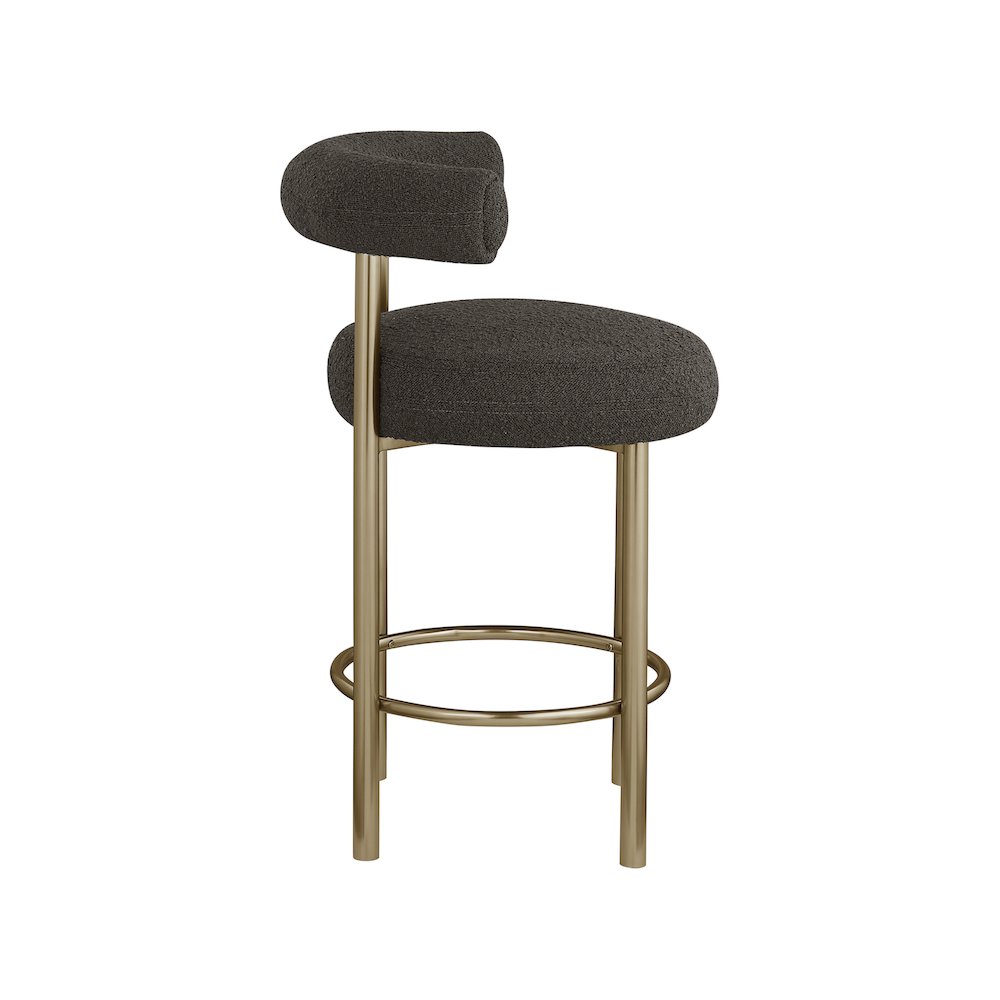 Bordeaux Brown Boucle Fabric Stool, Set of 2