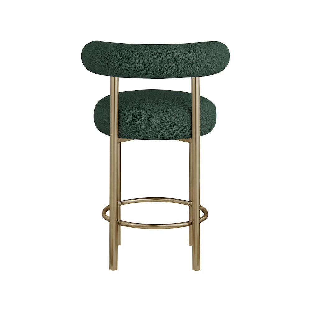 Bordeaux Green Boucle Fabric Stool, Set of 2