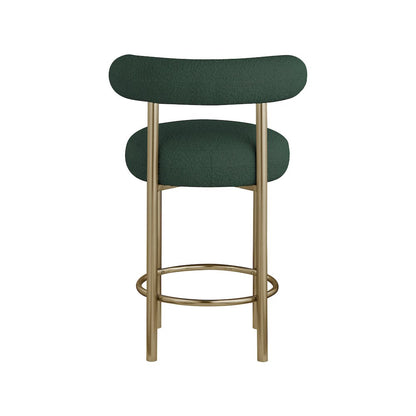 Bordeaux Green Boucle Fabric Stool, Set of 2