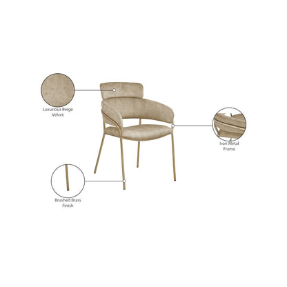 Yara Beige Velvet Dining Chair, Set of 2