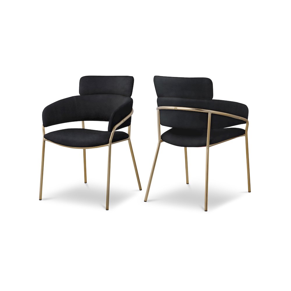 Yara Black Velvet Dining Chair, Set of 2