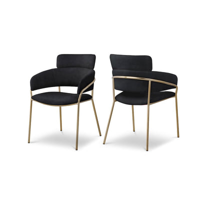 Yara Black Velvet Dining Chair, Set of 2