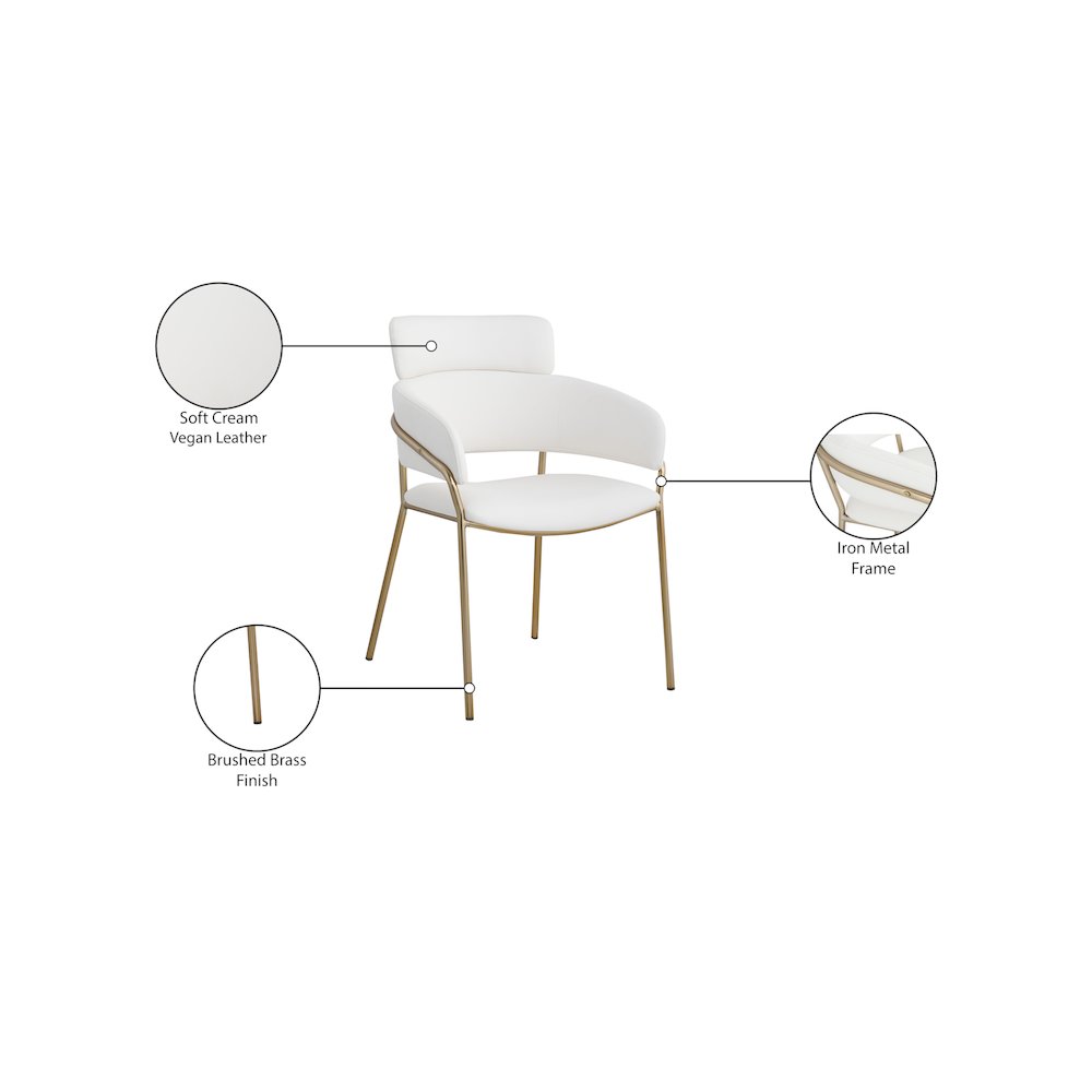 Yara Cream Vegan Leather Dining Chair, Set of 2