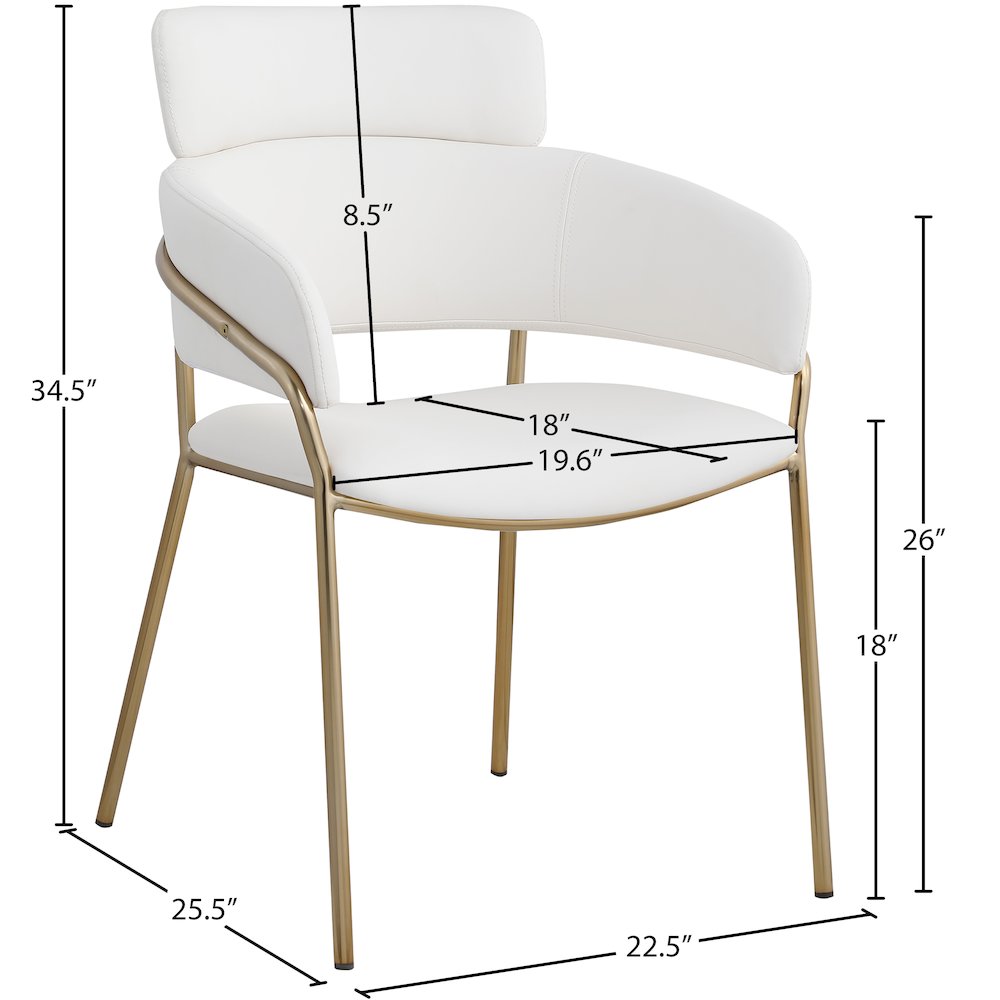 Yara Cream Vegan Leather Dining Chair, Set of 2